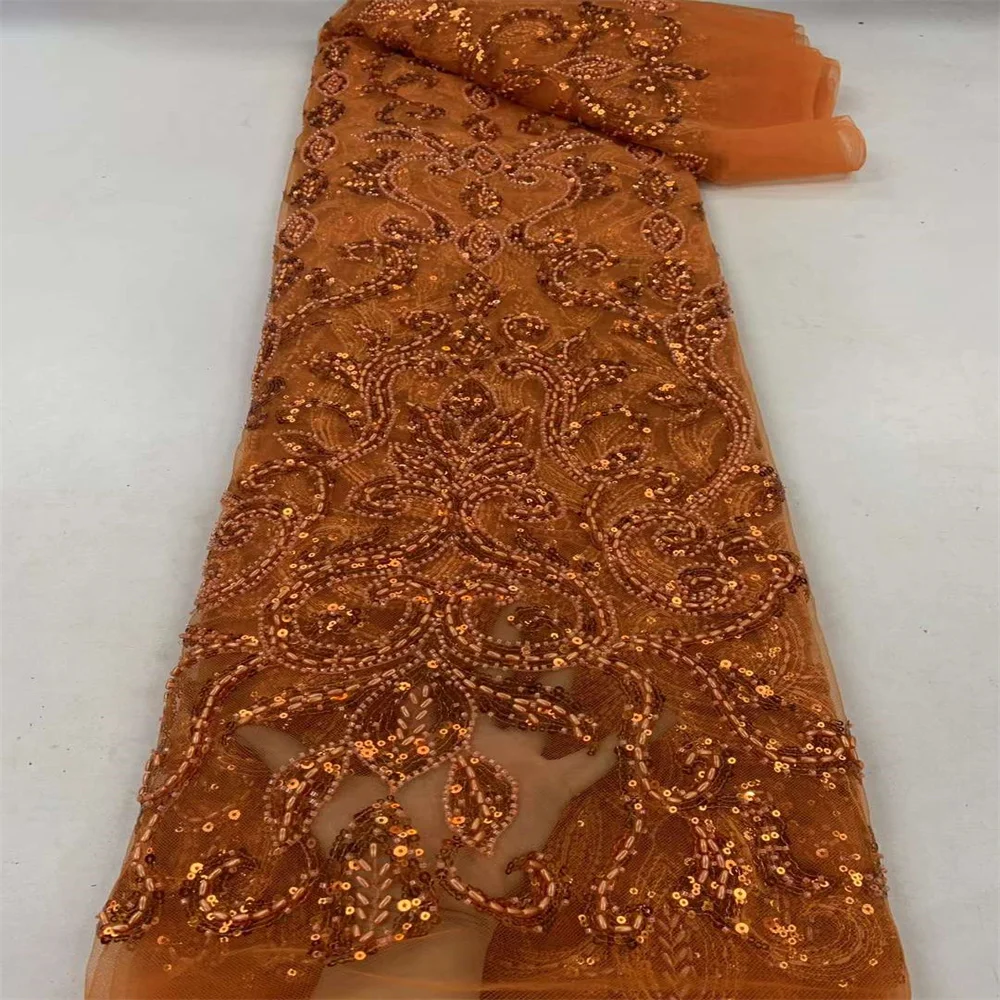 

Роскошная африканская кружевная ткань с блестками, отделанная бисером, искусственная нигерийская Свадебная вышивка для невесты, французское Тюлевое Шитье