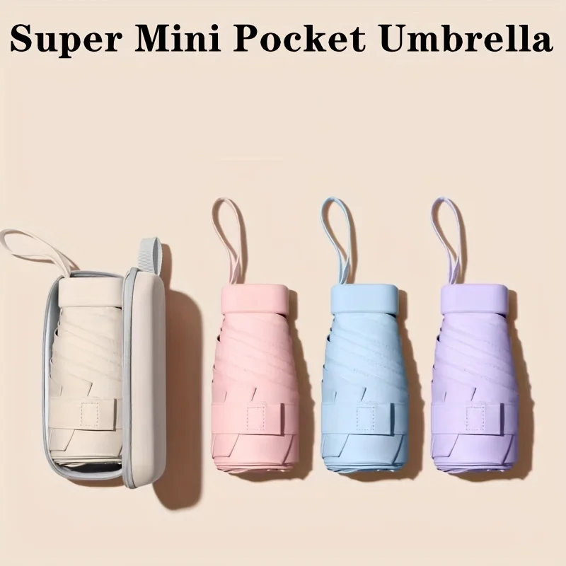 1pc popular multi-color folding portable mini pocket umbrella, sixfold umbrella, rainy and sunny dual-use high quality