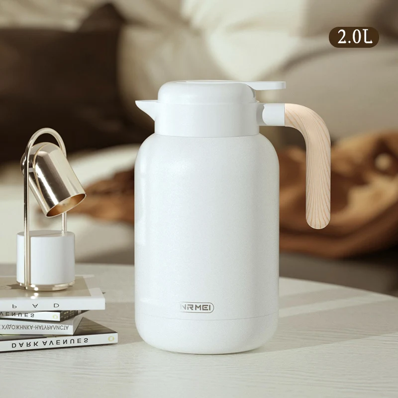 2.0L/1.5L big size wooden handle wide mouth stainless steel coffee/tea  thermos