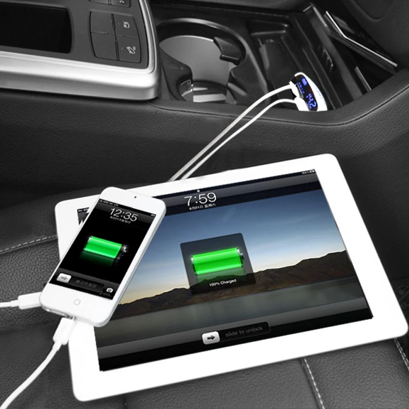 Dual USB Car Charger Adapter 2 Port 3.4A Low Voltage Alarm for IPhone 11 12 13 X Xs for Ipad Samsung Led Display Current Voltage