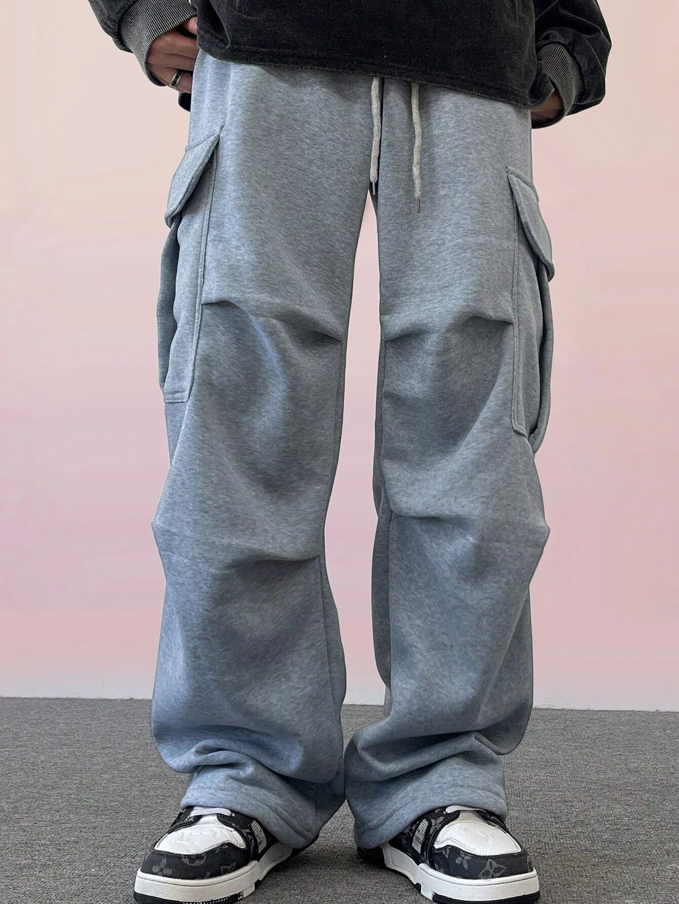 سراويل للأولاد، أفرول، بنطلونات شتوية مخملية متعددة الجيوب، سراويل رياضية للراحة في المنزل، نمط سميك، بسيط ومقاس كبير. 7-14