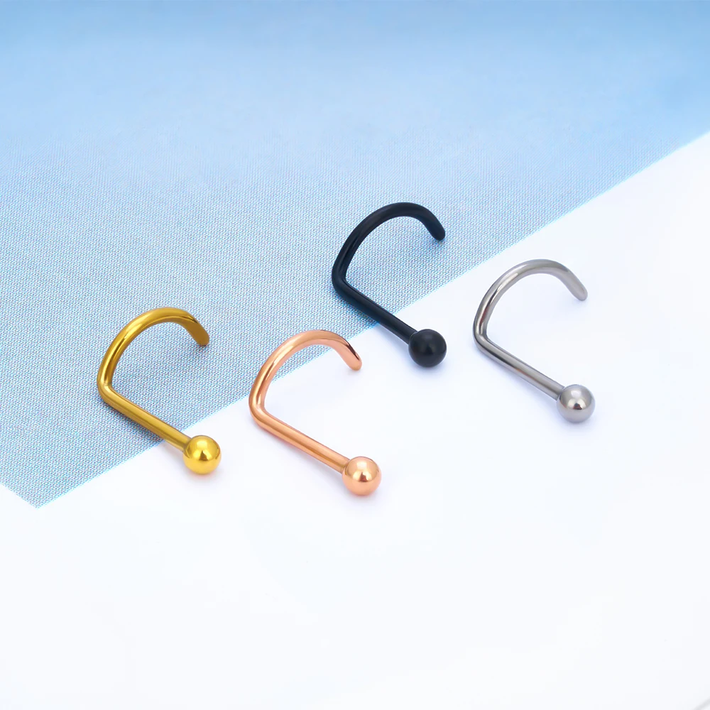 100pcs/lot G23 Titanium Gem Bone Nose Stud Nostril Piercings CZ Screw Stud Earring Nose Pircing Nariz Body Jewelry