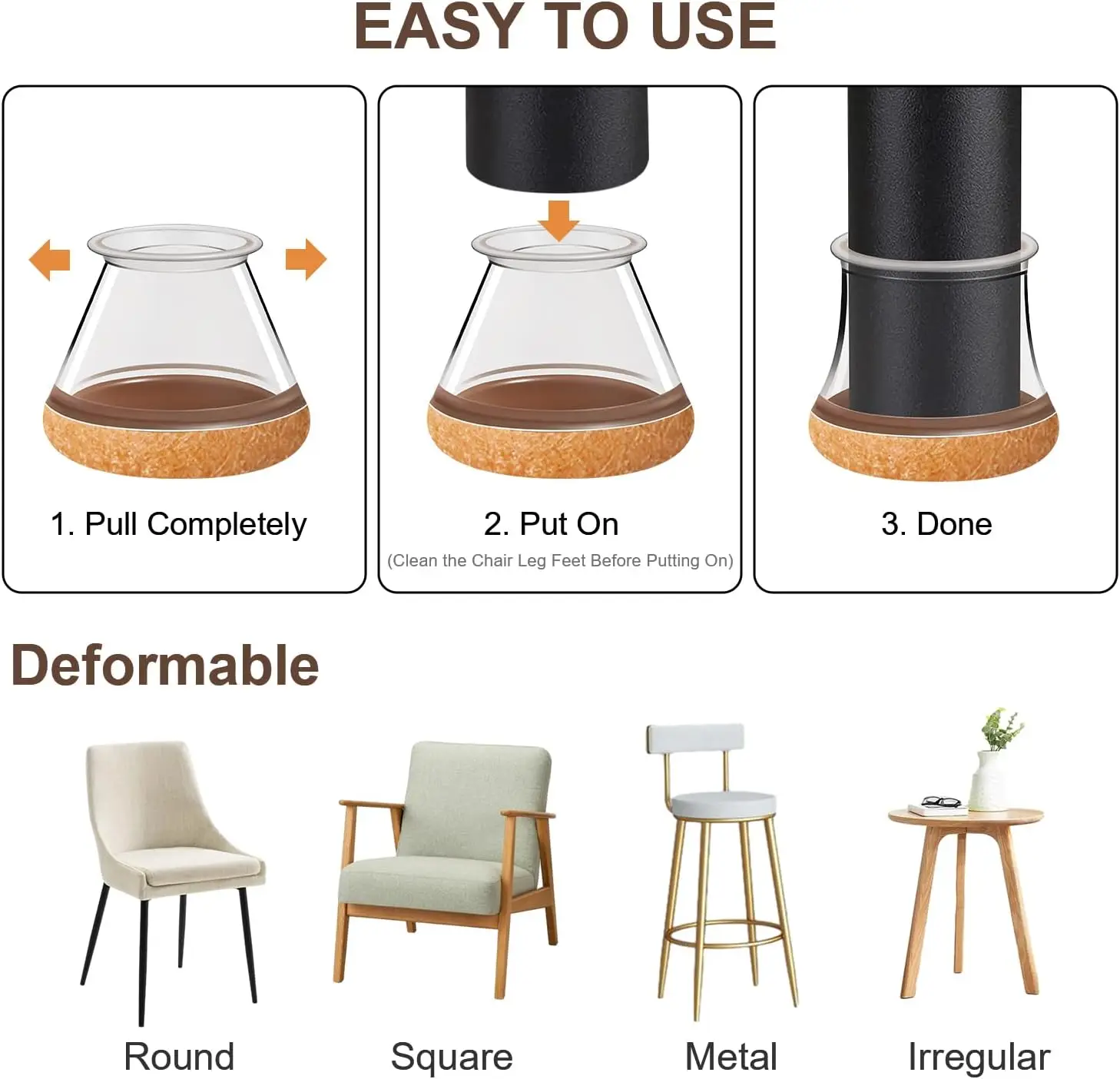 Pack of 8/20 Chair Leg Floor Protectors - Felt & Silicone Caps for Noise Reduction & Anti-Scratch Protection