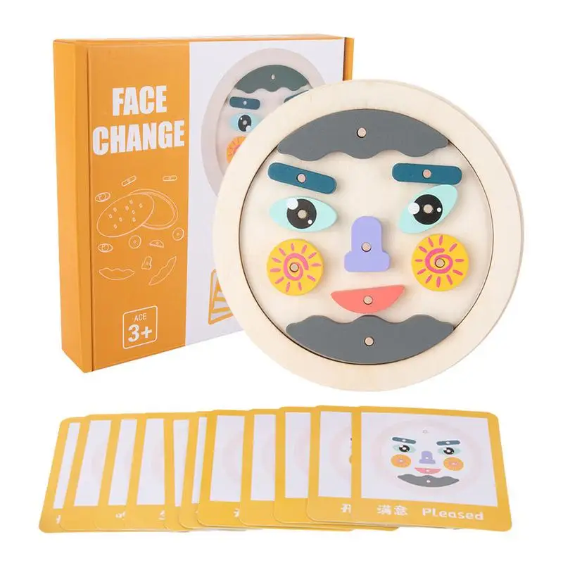 

Expression Puzzle Montessori Toys Expression Puzzle Building Blocks Wooden Expressions Matching Puzzles For Kids Children