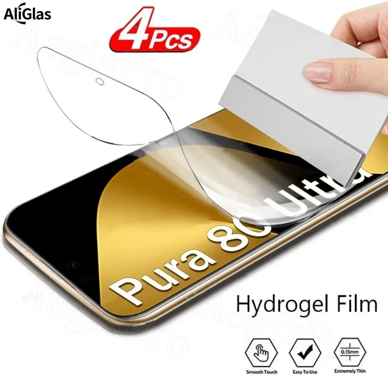 4Pcs HD Hydrogel Film For Huawei Pura 70 80 Pro Ultra For Huawei P50 P60 P40 Mate 80 70 60 50 40 Protective Film Water-Resistant