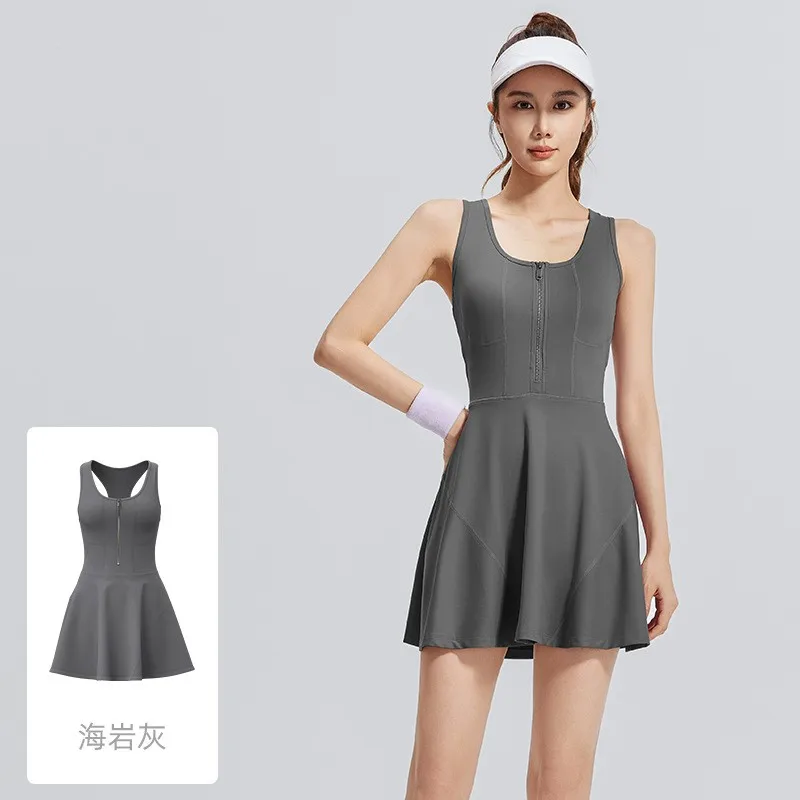 Tennis Skirt Womens Sports Tights Thin Fitness Zipper Dresses Summer Women Quick-dry Outdoor Anti-emptied Yoga Skirts