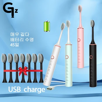 신제품 N100 음파 전동 칫솔, 성인용 타이머 브러시, 6 가지 모드, USB 충전기, 충전식 칫솔, 교체형 헤드 세트, 2022