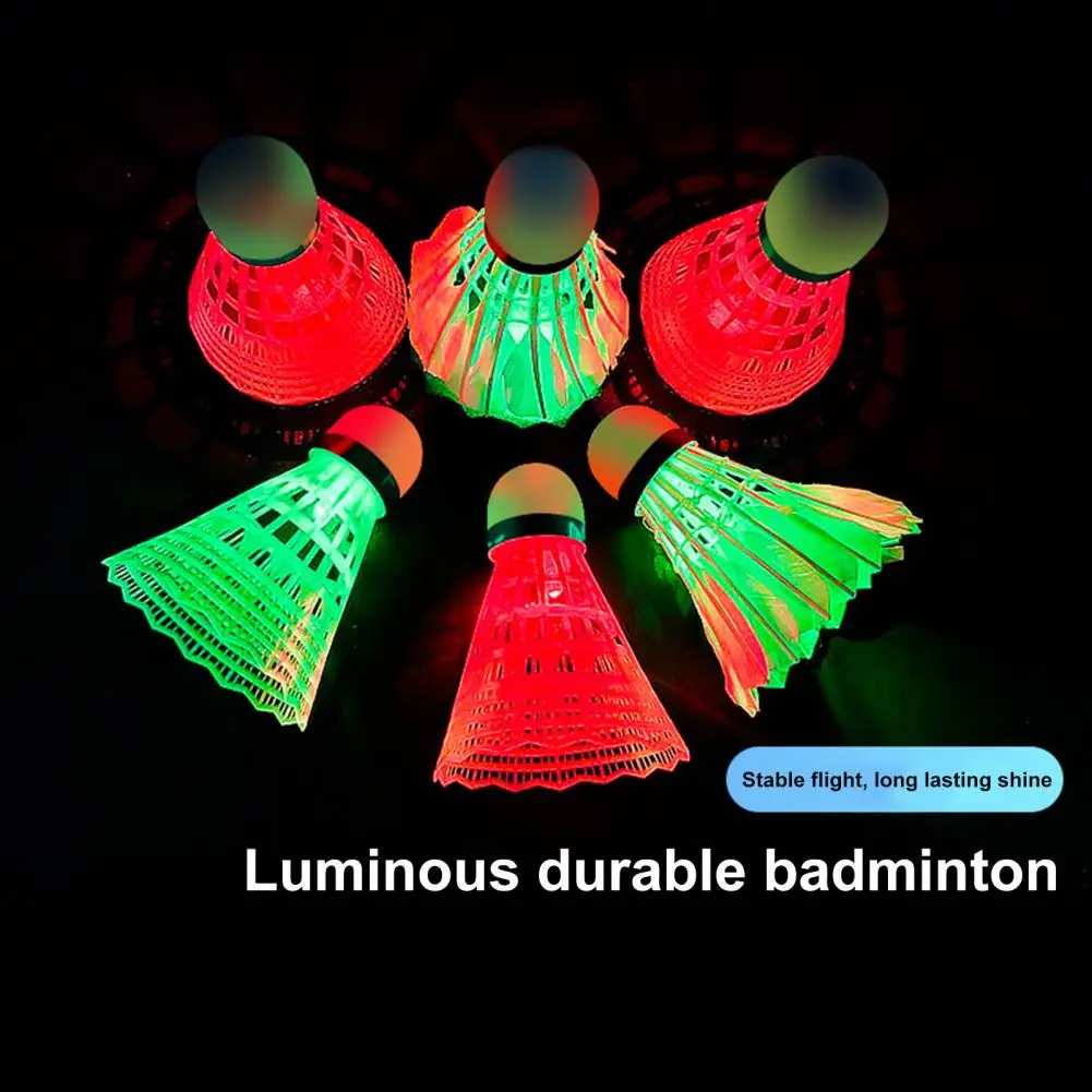 Badminton Balls Set Badminton Colorful Led Shuttlecocks Set for Indoor/outdoor Sports Activities Nylon for Children