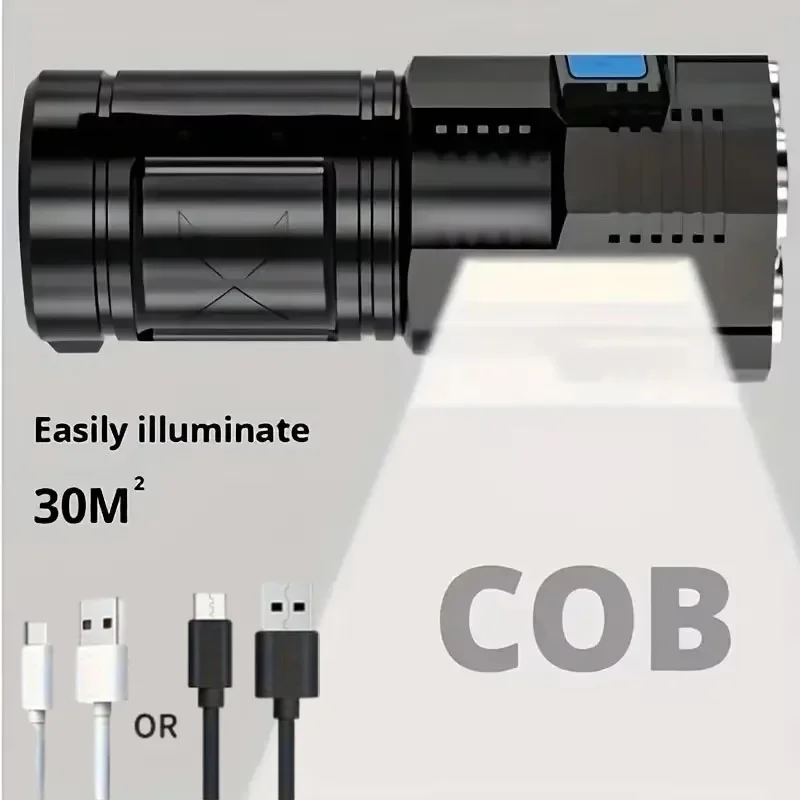 Hand Lantern 4 Lighting Mode Portable High Power Rechargeable Durable LED Flashlights Camping Torch With 4 Lamp Beads Side Light