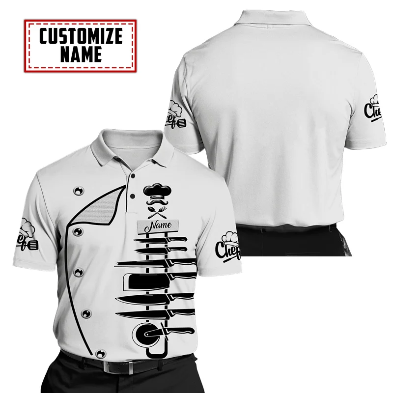 

Fashion Men's Summer Polo Shirt Customized Name Chef 3D Printed Short Sleeve Polo Shirt Harajuku Street Leisure Sport Polo Shirt