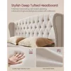Bed Frame with Tall Headboard,Upholstered Platform Bed Frame King Size,with Wingback Tufted Headboard and Footboard,Wooden Slats 3