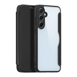 Premium DUX DUCIS Folio Case with Wallet and Transparent Back Cover - A35 5G (Black)