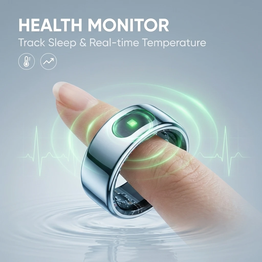Smart Ring Health Tracker with Sleep & Skin Temperature Monitor, 5ATM Waterproof, Touch Control, 60 Days Battery Life - 3