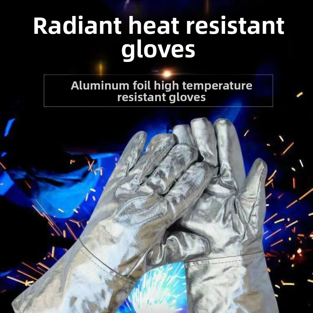 Heat-Resistant Aluminum Foil Protective Gloves – High-Temperature Industrial Thermal Insulation Gloves