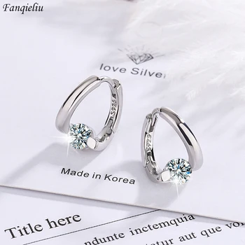 Fanqieliu Stamp 925 Silver Needle Spiral Crystal Hoop Earrings For Women Trendy Jewelry Girl Gift New FQL22023