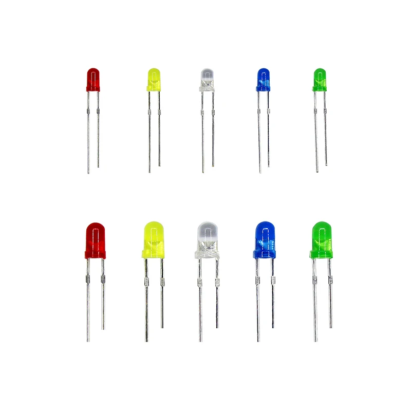 박스 혼합 색상 LED 키트, 레드, 그린, 옐로우, 블루, 화이트, 발광 다이오드 모음, 3mm, 5mm, 200 PCs/로트, 각 20PCs, 신제품
