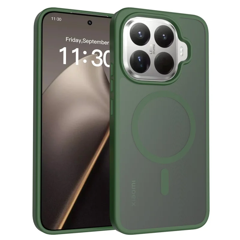 Enhanced Matte Armor Shockproof Case with Magnetic Wireless Charging and Translucent Design