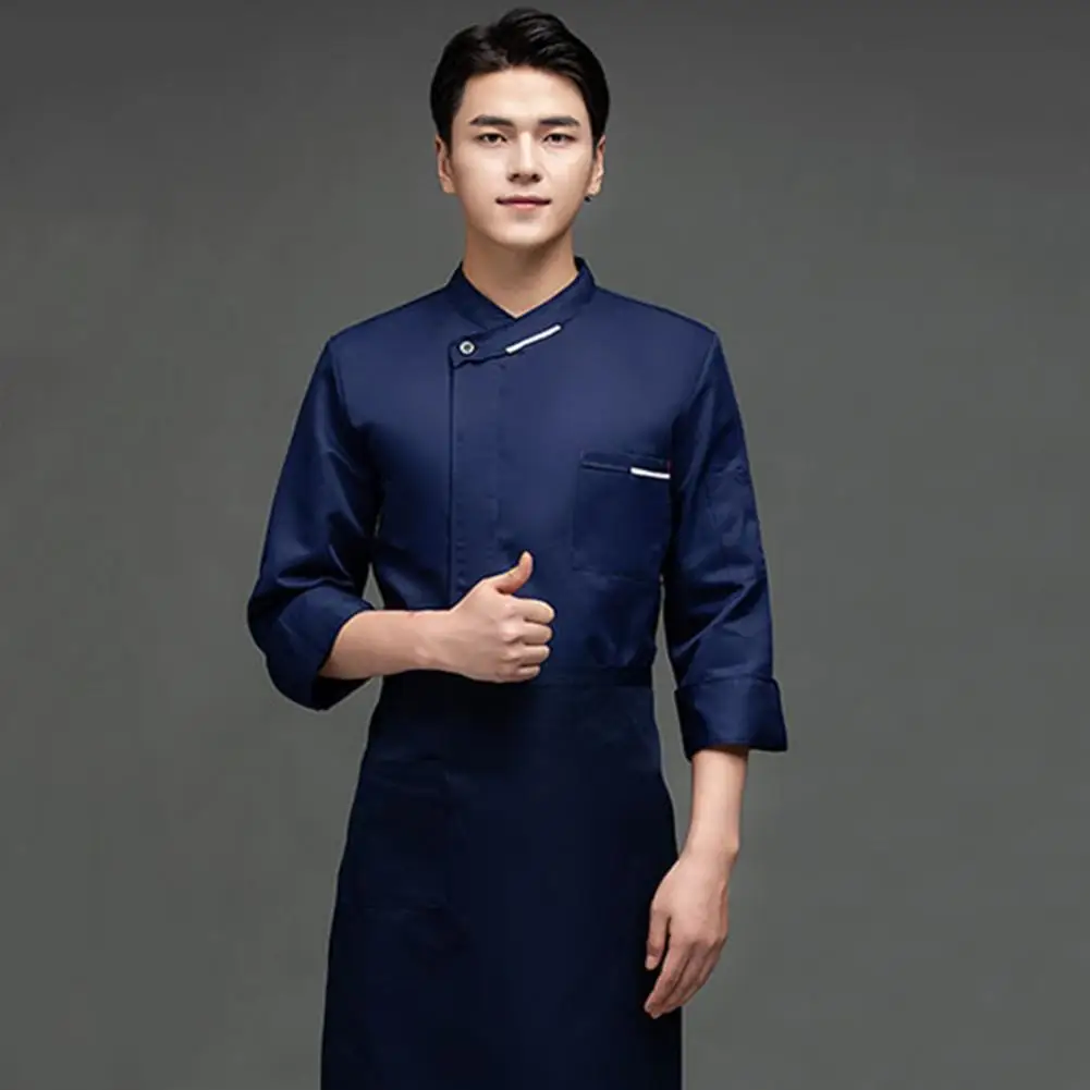 Chef Uniform Dessert Shirt Stylish Washable Patch Pocket Unisex Chef Bakery Top Uniform Daily Wear Chef Top Clothes