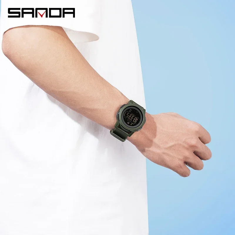SANDA 2189 Military Waterproof LED Digital Mens Wristwatches Luxury Sports Pedometer Men Watches Shockproof Reloj Hombre