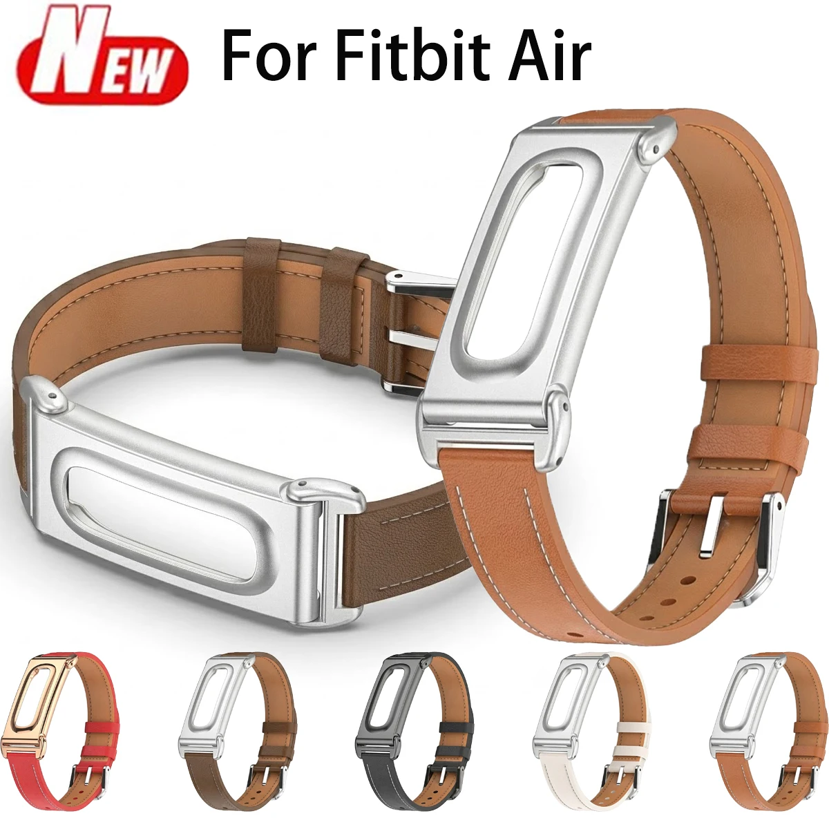 Premium Microfiber Leather Watch Strap with Metal Protective Case - Adjustable Replacement Wrist Band Bracelet