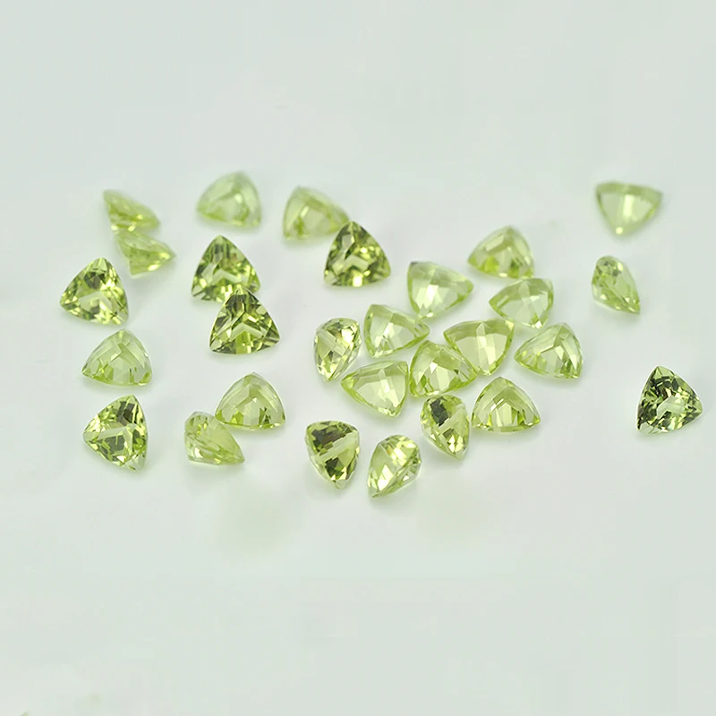 50pcs Natural Stone Peridot 3x3mm-6x6mm Trillion Facet Cut Semi-Precious Loose Gemstone for Jewelry Making