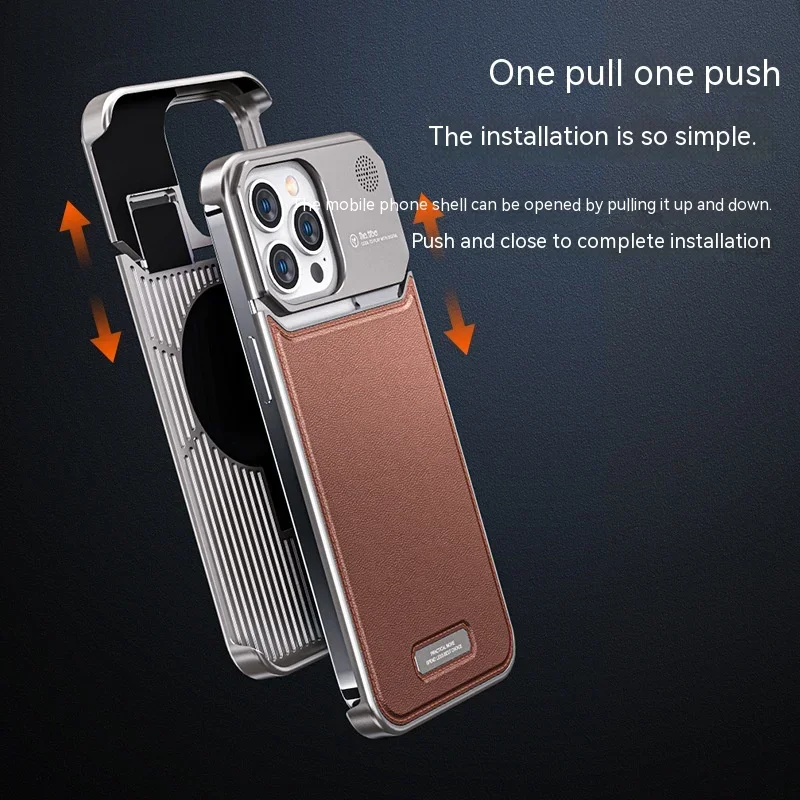 For iPhone 15 13 14 Pro Max Case Metal Leather Frameless Aromatherapy Magsafe Magnetic Aluminum Alloy Hard Shockproof Cover
