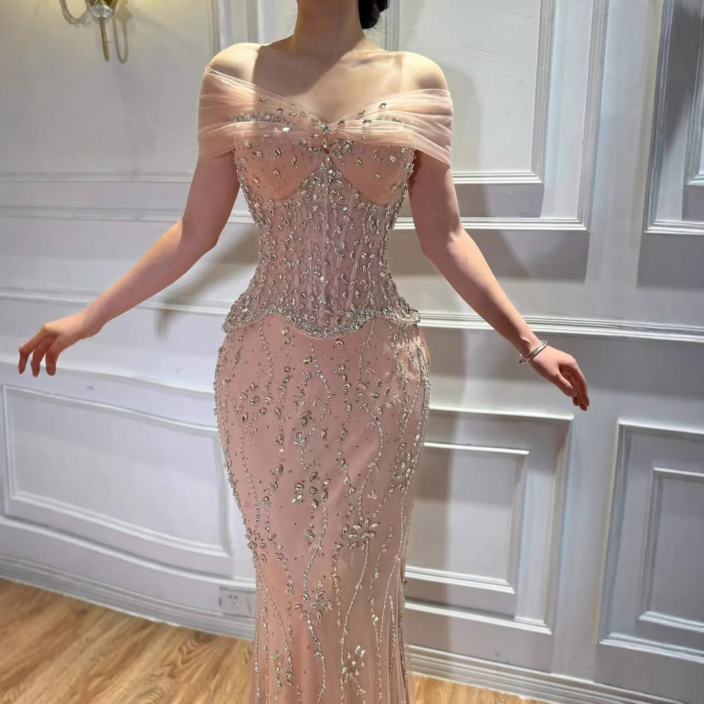 SERENE HILL 2026 Evening Dress Luxury Nude Beaded Mermaid Gowns for Women Party Customized BLA73336 3