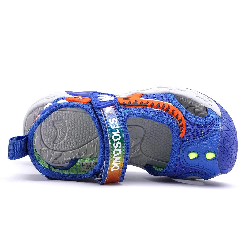 EXDINO T-Rex LED Knitting Children's Sandals Summer Boys Girls Breathable Luminous Sole Light Up Kids Outdoor Casual Beach Shoe