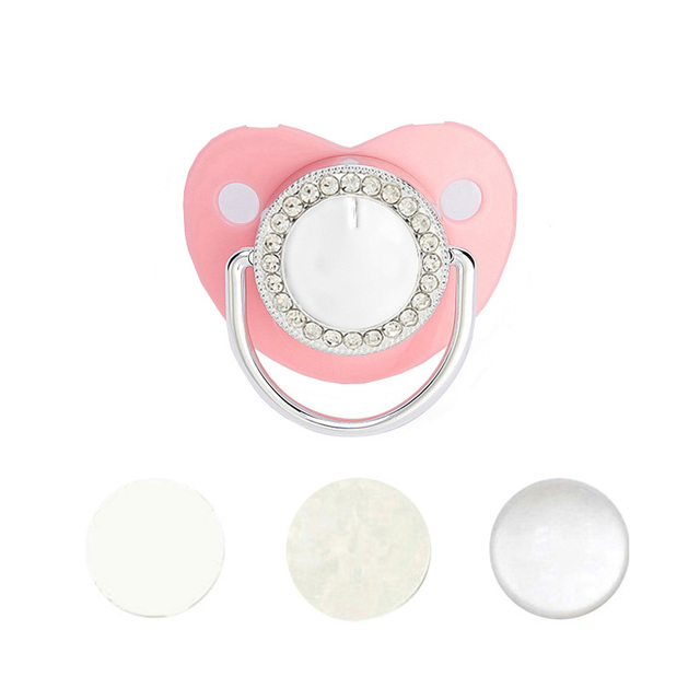 Blank Baby Pacifier Rhinestone Silicone Infant Nipple Teether Baby Shower Gifts BPA Free Baby Soother Dummy For 0-24M