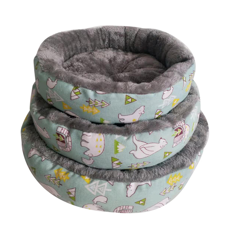 24 New Style Round Pet Bed All-Season Warm Cozy Plush Arctic Fleece Soft Nest for Cats and Dogs