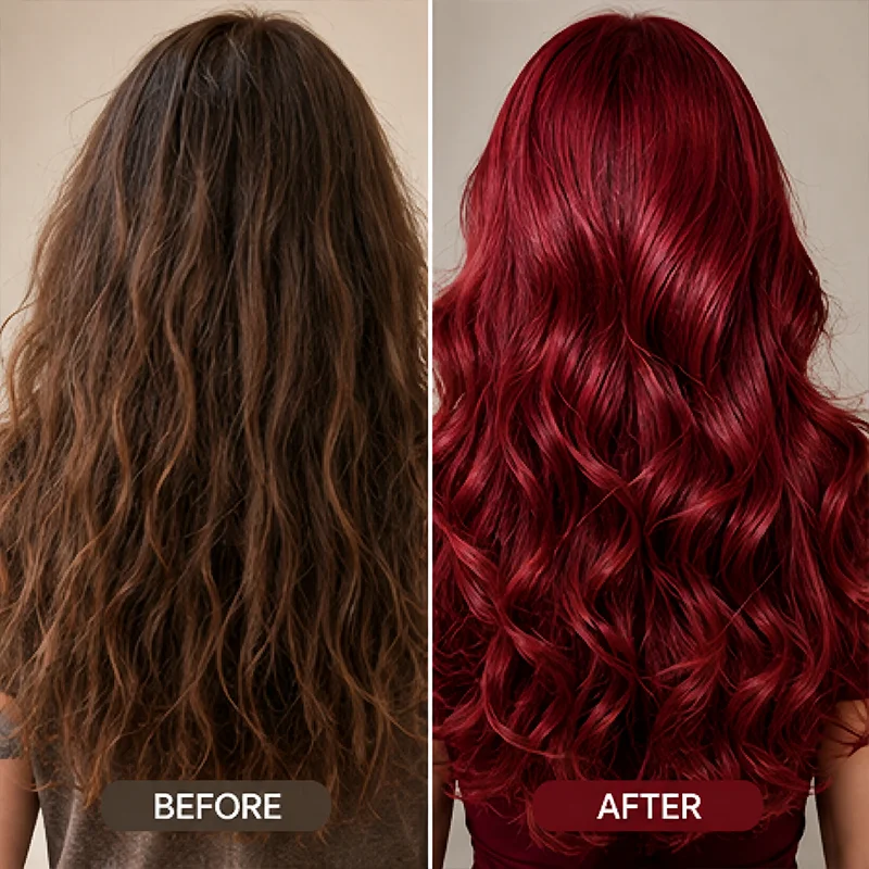 Shampoo colorante per capelli bordeaux 7 in 1 con estratti vegetali naturali, copre i capelli grigi, colore vibrante a lunga durata, trattamento per la cura dei capelli a casa. - immagine 3