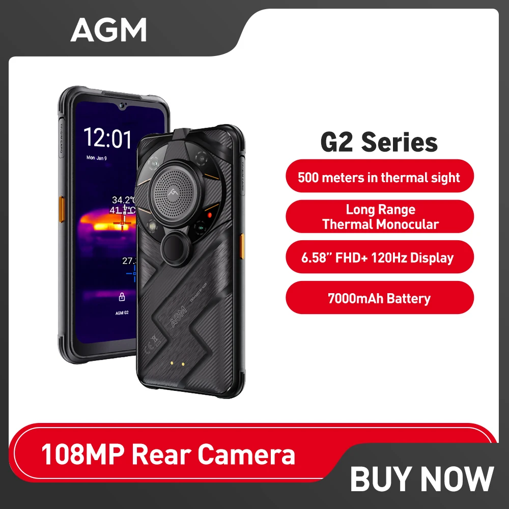 

AGM G2 Guardian Smartphone 5G Rugged Autofocus Thermal Camera, Monocular, 500Meters, 10mm Objective Lens, Global Version