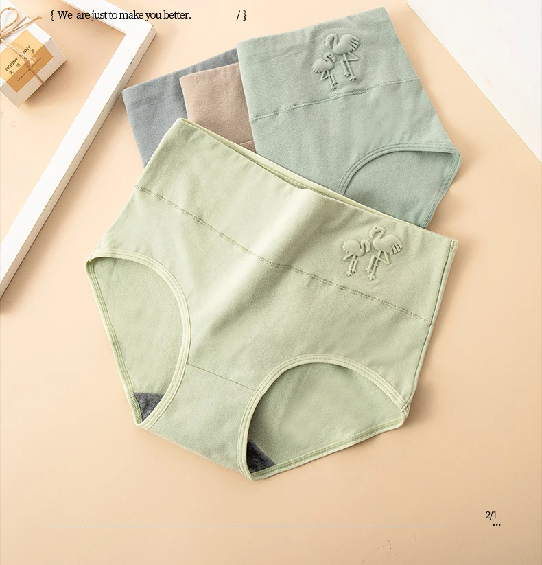 4Pcs Plus Größe Frauen Höschen Hohe Taille Body Shaper Unterwäsche Weiche Baumwolle Briefs Grils Panty Sexy Unterhose Weibliche Dessous – Detail 3