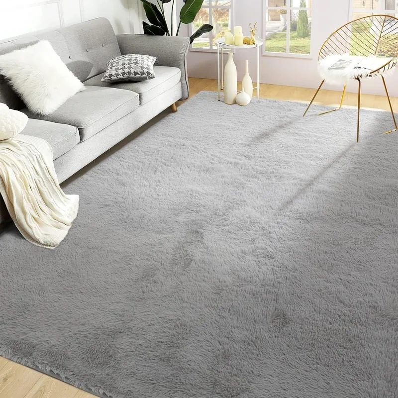 

GENIMO Modern Soft Fluffy Rug, Non-Slip Faux Fur Living Room Carpet, Solid Color Bedroom Accessory, Durable Area Rug,s' Playroom