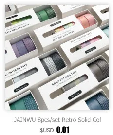 JIANWU 7pcs or 10pcs/set Cute Basic color Washi Tape Scrapbook DIY  Masking Tape School Stationery Store Journal supplies