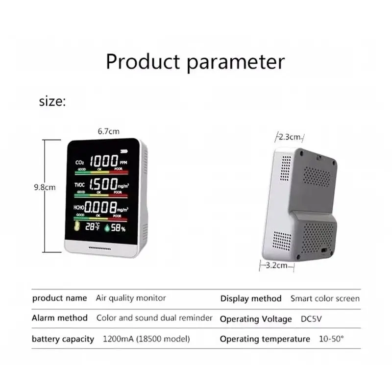 ٱ CO2 跮  ̻ȭź USB  HCHO ,  м, µ  ǰ , 5 in 1