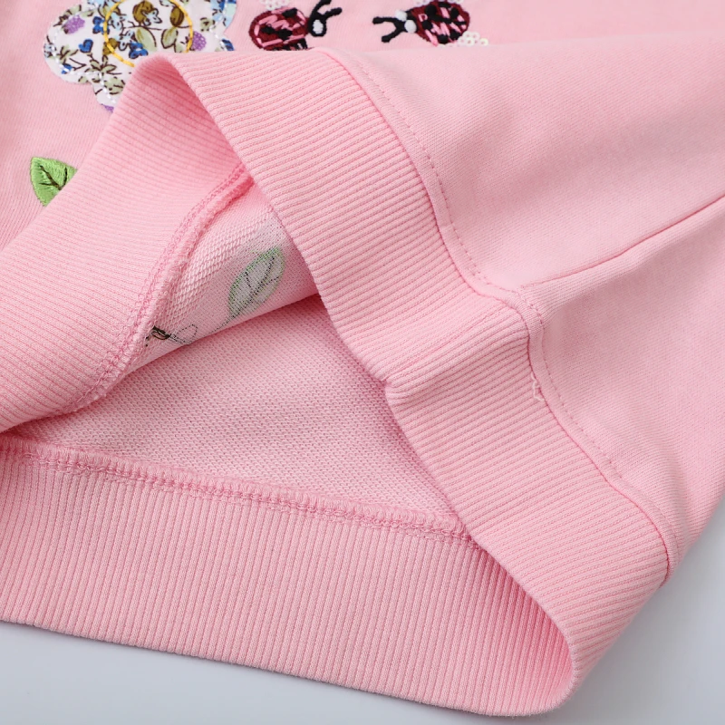 Kids Clothes Baby Girls 2025 Autumn Spring New Pink Sweatshirts Embroidered Flowers Long Sleeve Sweatshirt