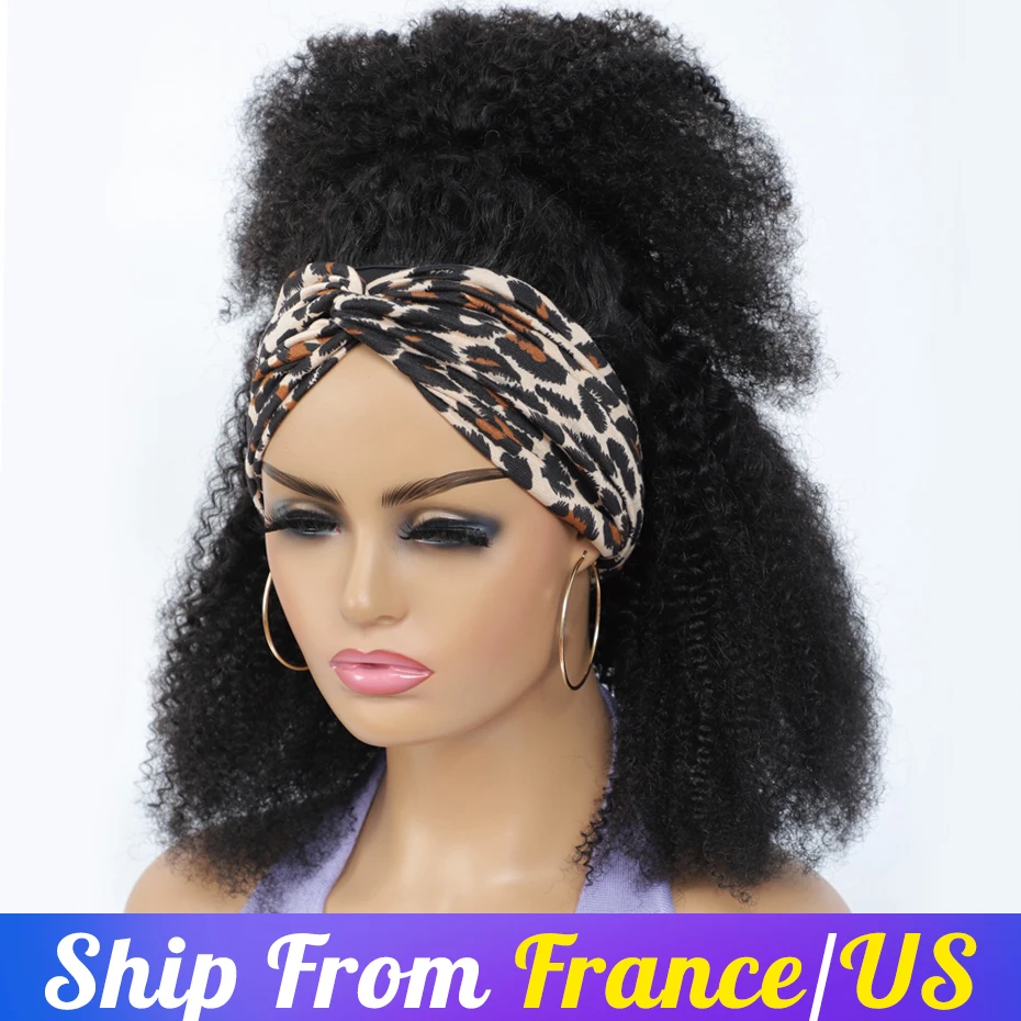 Natural Afro Human Hair Wigs Headband Headband Wig Human Hair Kinky