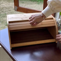 Premium Bamboo Bread Box, Bread Storage And Organizer, Organizer For Kitchen Countertop 1