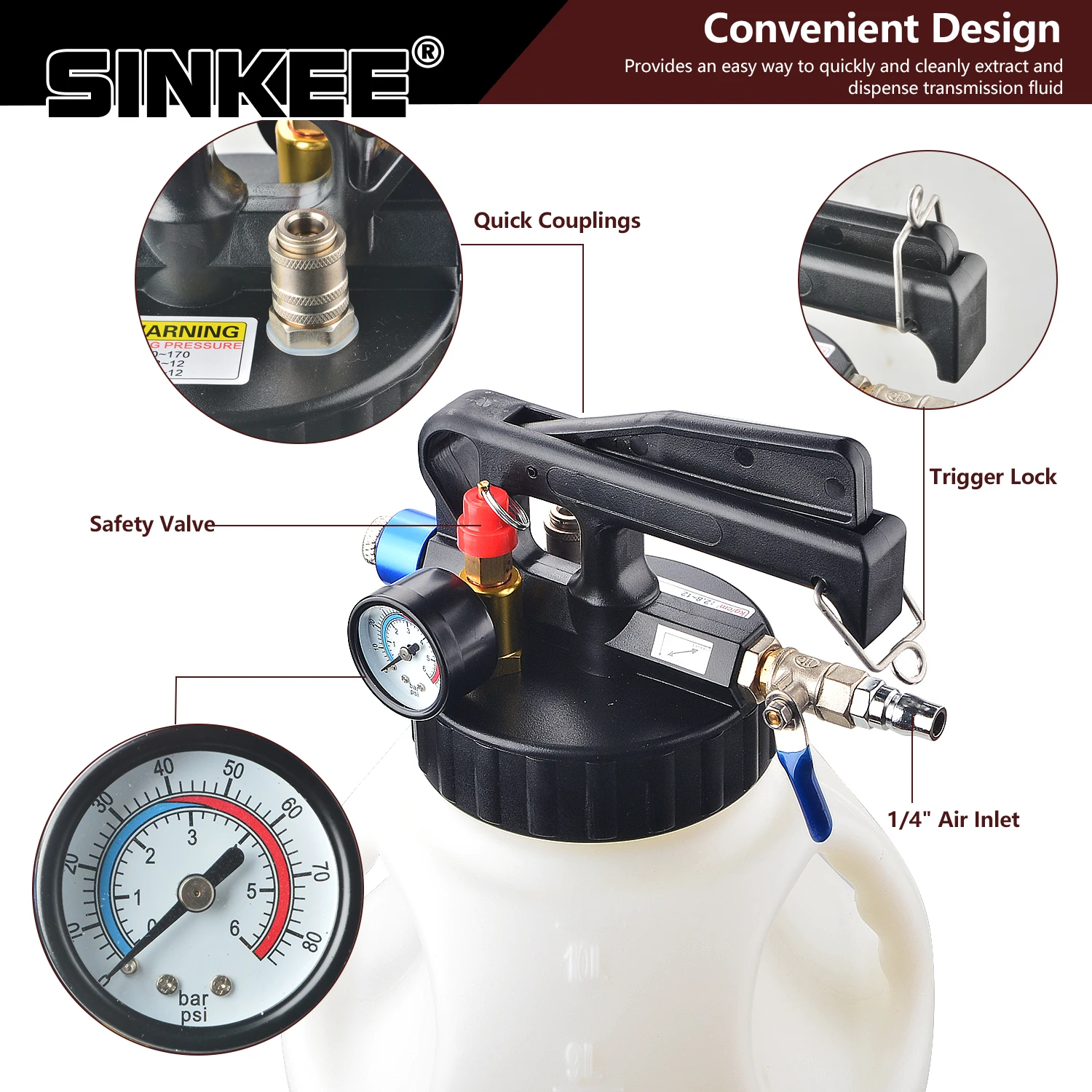 Pneumatic Transmission Oil Filling Tool 10L Fluid Dispenser Refill Pump Tool Kit With 13pcs ATF Adaptor oil filling tool