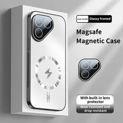 Magnetic Camera Lens Protective Matte Frosted Back Cover with Wireless Charging Compatibility for Tecno Pova 7 5G (White)