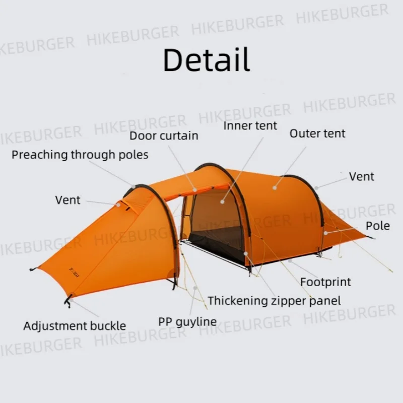 3F UL GEAR Taihang2 MAX Tunnel Tent Outdoor Camping Lightweight 2 People Tent Tourism Mountaineering Backpack Hiking Tunnel