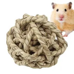 Big Discoun t Natural Straw Ball Small Pet Chewing Toy Pet Playing Rabbit Hamster Chewing Toy Teeth Cleaner Pet Teeth Cleaning