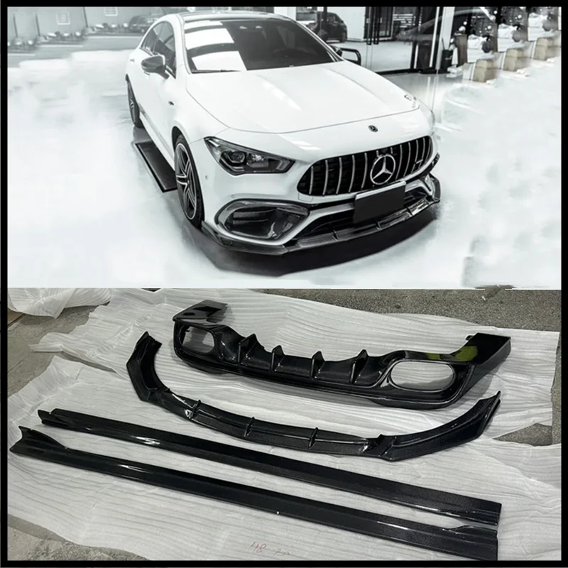 

For Mercedes Benz CLA W118 CLA45S 2018-2023 High Quality Real Carbon Fiber Front Lip Rear Diffuser Body Side Skirt Kit Spoiler