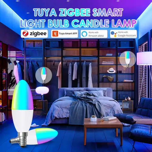 Kedia Tuya E14 스마트 지그비 와이파이 캔들 전구, 유럽 전구, RGB LED WW 램프, 스마트 라이프, 알렉사 구글 홈 앨리스 2