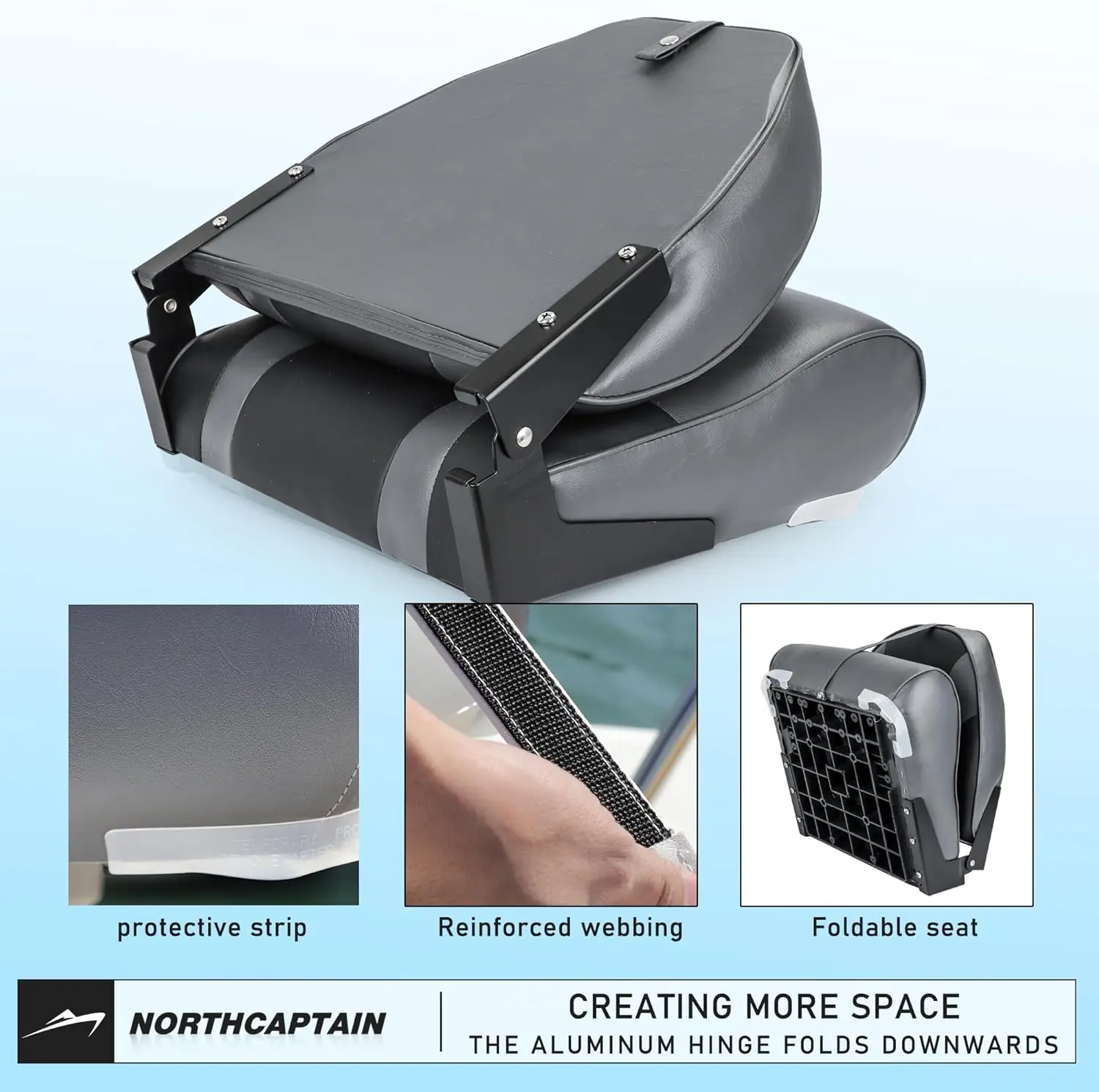 A Pair of Marine High Back Folding Fishing Boat Seat,Stainless Steel Screws Included