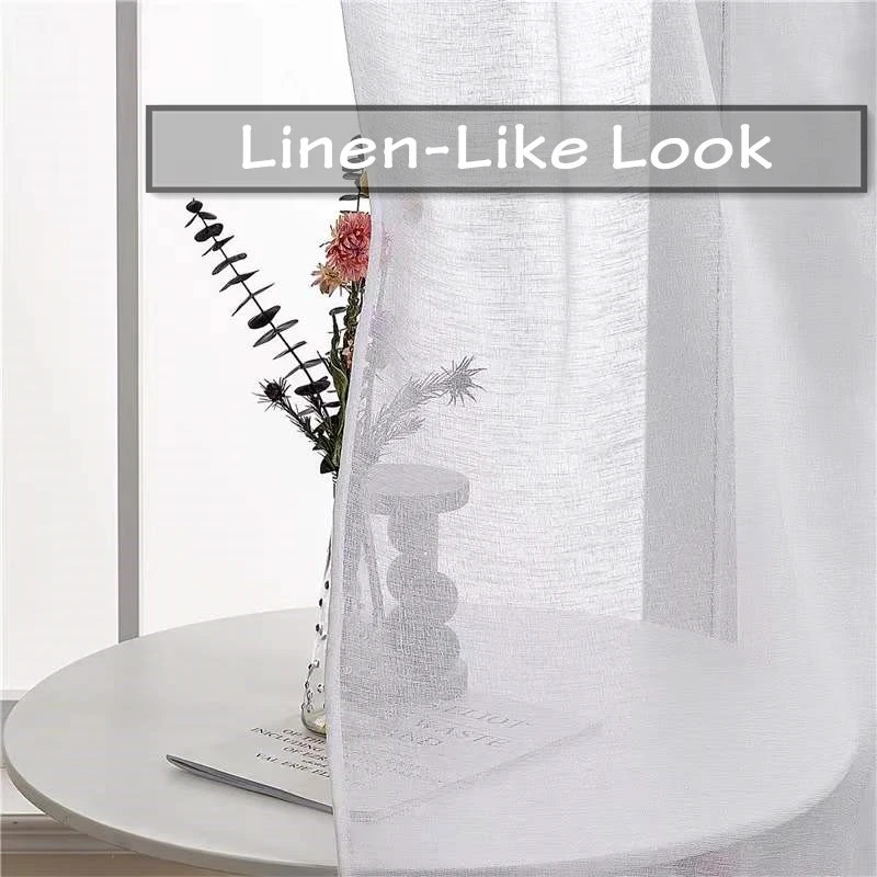 Great Quality White Cotton Linen Like Sheer Curtains for Living Room Decoration Modern Window Tulle Veil Solid Voile Kitchen kitchen window curtains