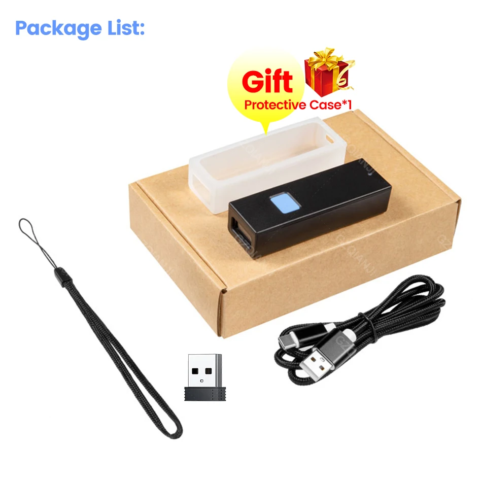 Mini Bluetooth 2D Barcode Scanner 3-in-1 USB 2.4G Wireless Connection QR Image Reader PDF417 Data Matrix Screen Scanning