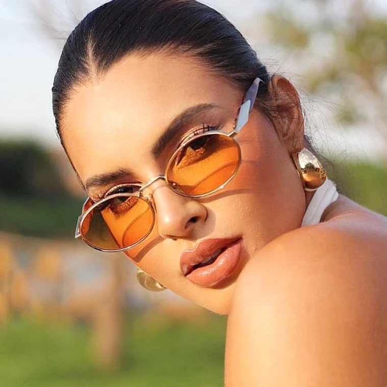 Retro Oval Sunglasses Women Men UV400 Protection Classic Shades Fashion Teumire Retro Oval Sunglasses for Women Men Vintage 90s  main image 4
