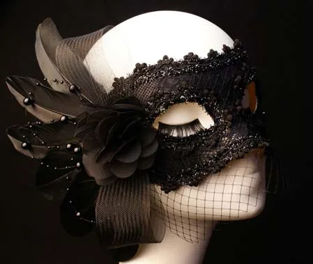 

Mask Black Hollow Lace Exquisite Fashion Belt Three-Dimensional Decoration Adult Veil Half Face Halloween PartyProps Accessories